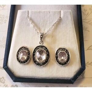 Crystal Marcasite Necklace And Earring Set